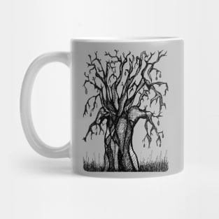 Grey Baobab Artistic Line Drawing Mug